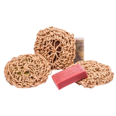 Джутовая вязанная мочалка с натуральным мылом Винное