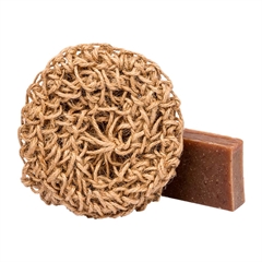 Джутовая вязанная мочалка с натуральным мылом Ванильное